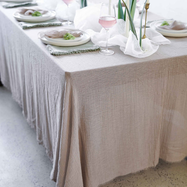 Warm Taupe - Textured Cotton Tablecloth